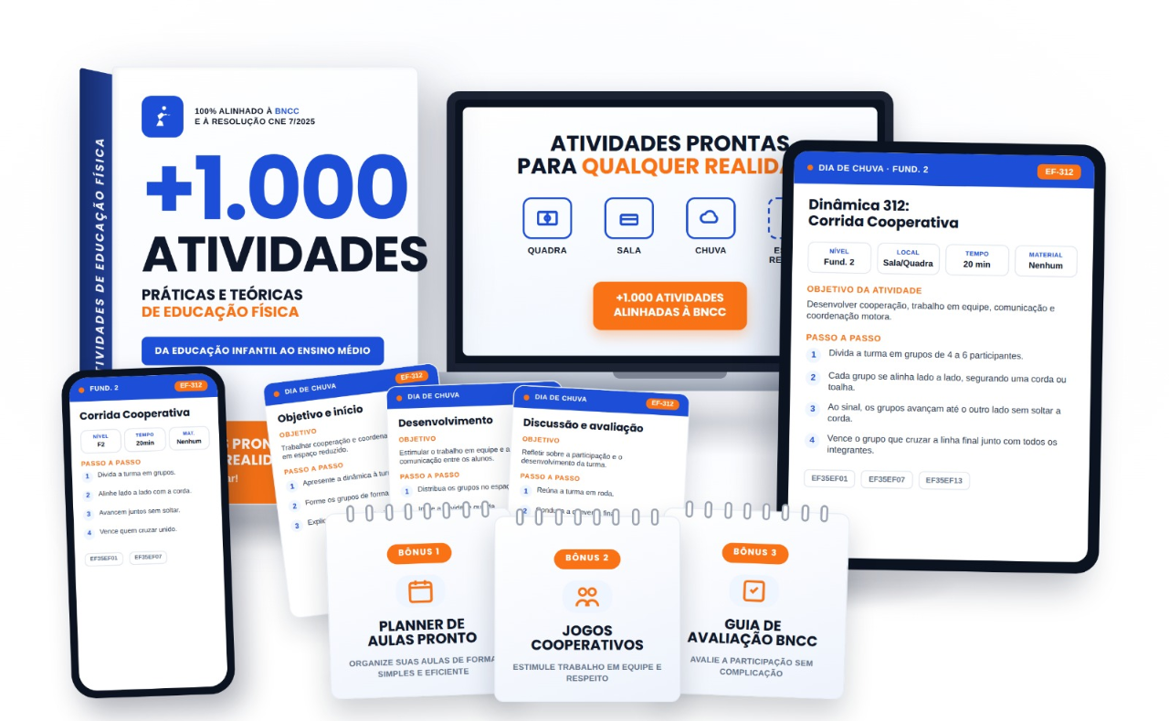 Mockup do kit +1.000 Atividades de Educação Física